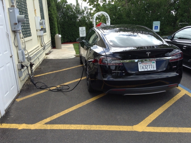Tesla electric cars seen in the hamptons