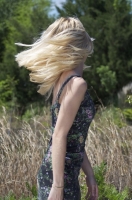 Hair blowing in the field